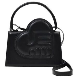Ester Manas Black Leather Heart Holding Hands Crossbody Purse